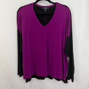 Karen‎ Kane Women's Magenta Colorblock Knit Top Shirt 0X XL Made in USA NWT